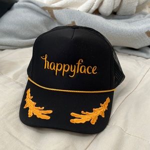 Happyface Brand Black and Gold High Profile Hat